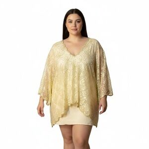 Lawrence Kazar Size 2X Beaded Vintage Blouse